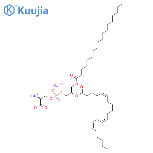 Sodium (2S,8R,14Z,17Z,20Z,23Z)-2-azaniumyl-8-[(octadecanoyloxy)methyl]-5-oxido-5,10-dioxo-4,6,9-trioxa-5lambda~5~-phosphanonacosa-14,17,20,23-tetraen-1-oate structure