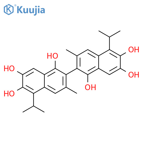 5,5'-Diisopropyl-3,3'-dimethyl-[2,2'-binaphthalene]-1,1',6,6',7,7'-hexaol structure
