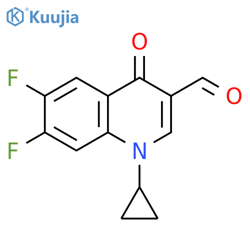 3-Quinolinecarboxaldehyde, 1-cyclopropyl-6,7-difluoro-1,4-dihydro-4-oxo- structure