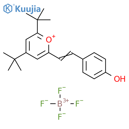 2,4-di-tert-butyl-6-(1E)-2-(4-hydroxyphenyl)ethenyl-2H-pyran-2-ylium; tetrafluoroboranuide structure