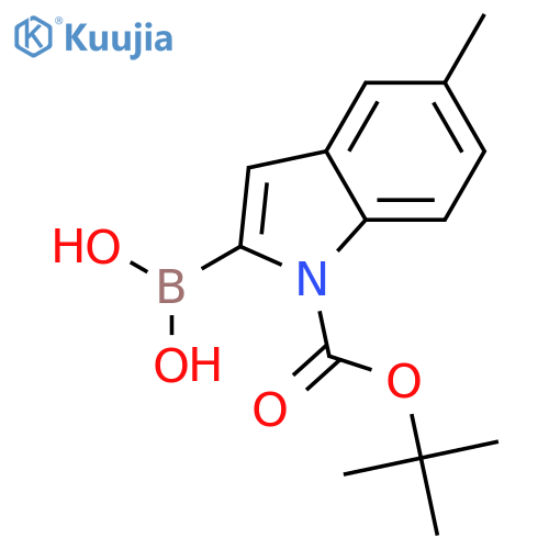 (1-(tert-butoxycarbonyl)-5-methyl-1H-indol-2-yl)boronic acid structure