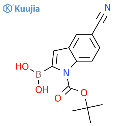 (1-(tert-butoxycarbonyl)-5-cyano-1H-indol-2-yl)boronic acid structure
