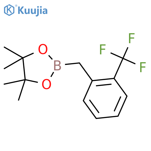 4,4,5,5-tetramethyl-2-[[2-(trifluoromethyl)phenyl]methyl]-1,3,2-dioxaborolane structure