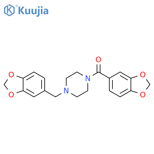 1-(2H-1,3-benzodioxol-5-yl)methyl-4-(2H-1,3-benzodioxole-5-carbonyl)piperazine structure