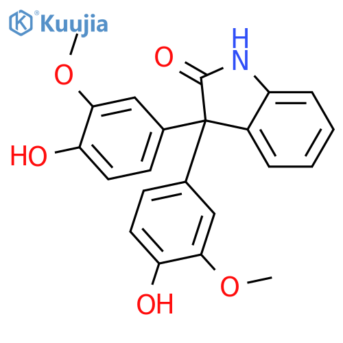 3,3-bis(4-hydroxy-3-methoxyphenyl)-1,3-dihydro-2H-indol-2-one structure