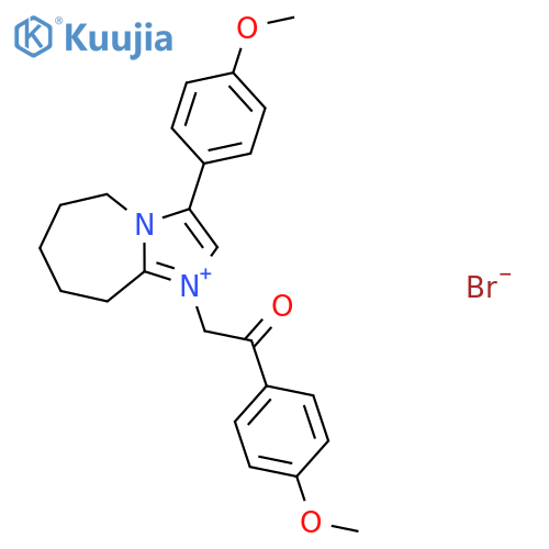 3-(4-methoxyphenyl)-1-2-(4-methoxyphenyl)-2-oxoethyl-5H,6H,7H,8H,9H-imidazo1,2-aazepin-1-ium bromide structure
