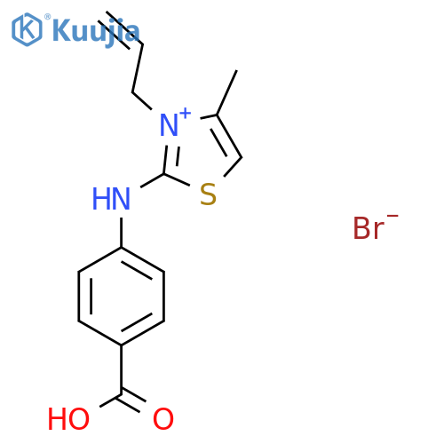2-(4-carboxyphenyl)amino-4-methyl-3-(prop-2-en-1-yl)-1,3-thiazol-3-ium bromide structure