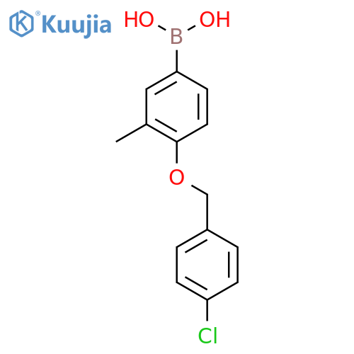{4-(4-Chlorophenyl)methoxy-3-methylphenyl}boronic Acid structure