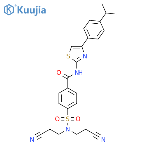 4-bis(2-cyanoethyl)sulfamoyl-N-{4-4-(propan-2-yl)phenyl-1,3-thiazol-2-yl}benzamide structure