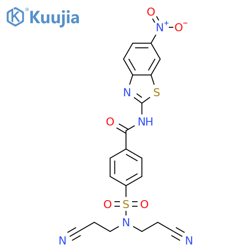 4-bis(2-cyanoethyl)sulfamoyl-N-(6-nitro-1,3-benzothiazol-2-yl)benzamide structure