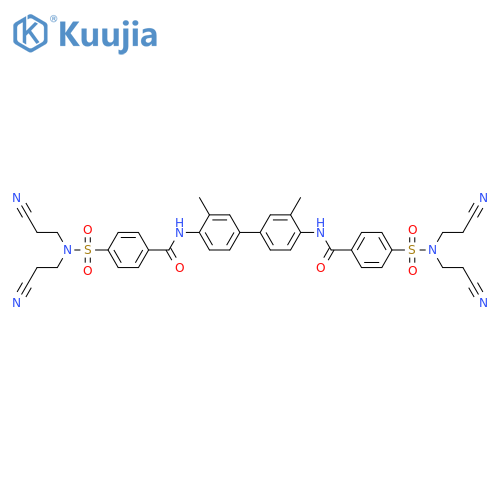 4-bis(2-cyanoethyl)sulfamoyl-N-(4'-{4-bis(2-cyanoethyl)sulfamoylbenzamido}-3,3'-dimethyl-1,1'-biphenyl-4-yl)benzamide structure