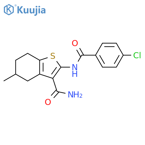2-(4-chlorobenzamido)-5-methyl-4,5,6,7-tetrahydro-1-benzothiophene-3-carboxamide structure