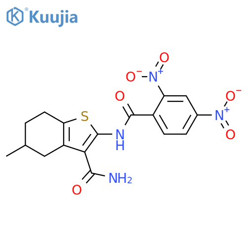 2-(2,4-dinitrobenzamido)-5-methyl-4,5,6,7-tetrahydro-1-benzothiophene-3-carboxamide structure