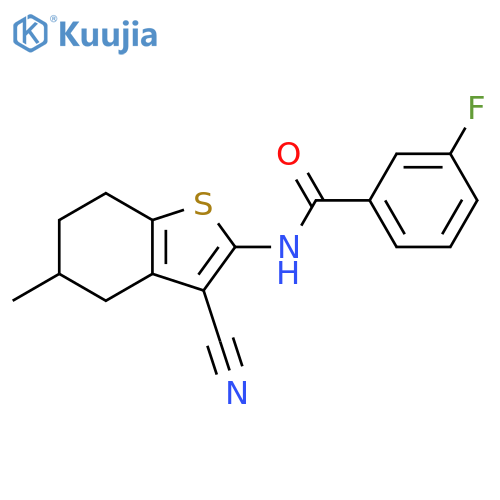 N-(3-cyano-5-methyl-4,5,6,7-tetrahydro-1-benzothiophen-2-yl)-3-fluorobenzamide structure