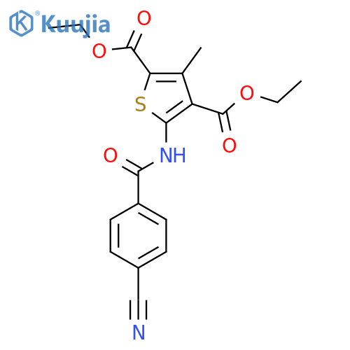 2,4-diethyl 5-(4-cyanobenzamido)-3-methylthiophene-2,4-dicarboxylate structure