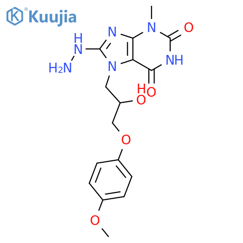 8-hydrazinyl-7-2-hydroxy-3-(4-methoxyphenoxy)propyl-3-methyl-2,3,6,7-tetrahydro-1H-purine-2,6-dione structure