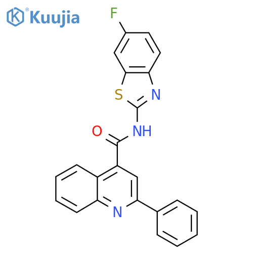 N-(6-fluoro-1,3-benzothiazol-2-yl)-2-phenylquinoline-4-carboxamide structure