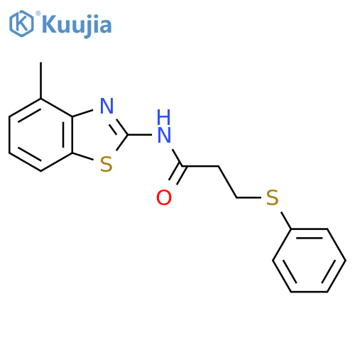 N-(4-methyl-1,3-benzothiazol-2-yl)-3-(phenylsulfanyl)propanamide structure
