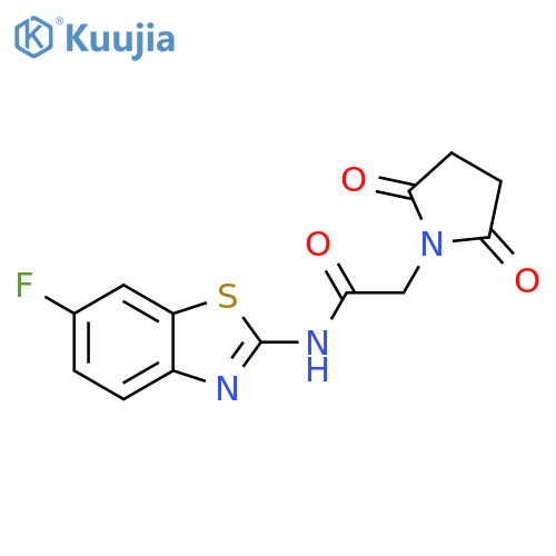 2-(2,5-dioxopyrrolidin-1-yl)-N-(6-fluoro-1,3-benzothiazol-2-yl)acetamide structure