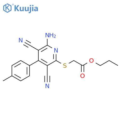 propyl 2-{6-amino-3,5-dicyano-4-(4-methylphenyl)pyridin-2-ylsulfanyl}acetate structure