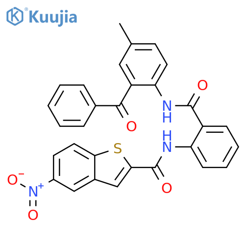 N-{2-(2-benzoyl-4-methylphenyl)carbamoylphenyl}-5-nitro-1-benzothiophene-2-carboxamide structure