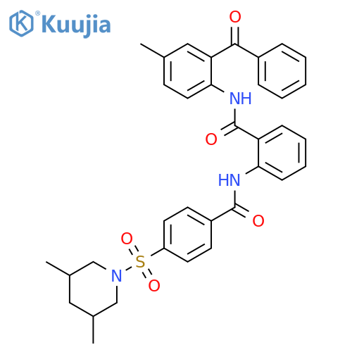N-(2-benzoyl-4-methylphenyl)-2-{4-(3,5-dimethylpiperidin-1-yl)sulfonylbenzamido}benzamide structure