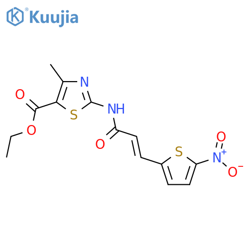 ethyl 4-methyl-2-(2E)-3-(5-nitrothiophen-2-yl)prop-2-enamido-1,3-thiazole-5-carboxylate structure