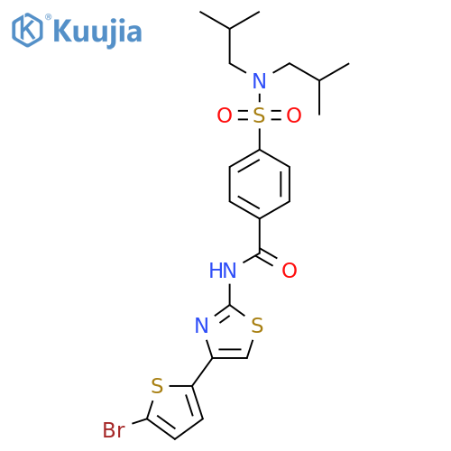 4-bis(2-methylpropyl)sulfamoyl-N-4-(5-bromothiophen-2-yl)-1,3-thiazol-2-ylbenzamide structure