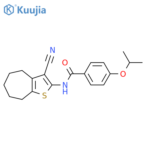 N-{3-cyano-4H,5H,6H,7H,8H-cycloheptabthiophen-2-yl}-4-(propan-2-yloxy)benzamide structure