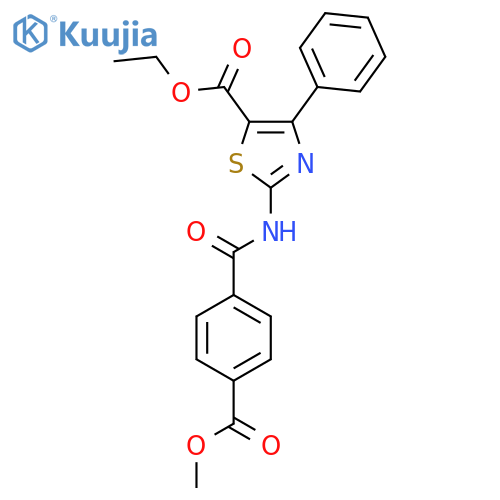 ethyl 2-4-(methoxycarbonyl)benzamido-4-phenyl-1,3-thiazole-5-carboxylate structure