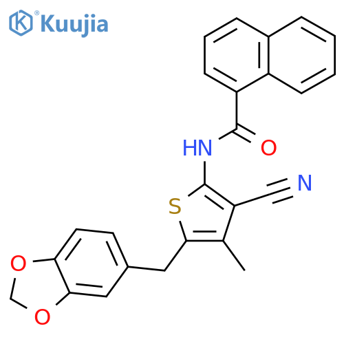 N-{5-(2H-1,3-benzodioxol-5-yl)methyl-3-cyano-4-methylthiophen-2-yl}naphthalene-1-carboxamide structure