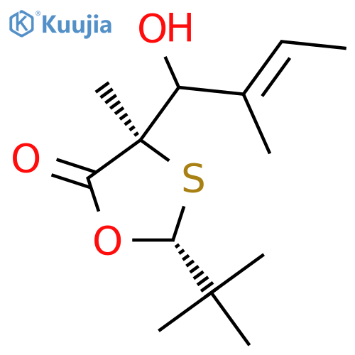 (2R,4R)-2-(1,1-Dimethylethyl)-4-(2E)-1-hydroxy-2-methyl-2-buten-1-yl-4-methyl-1,3-oxathiolan-5-one structure