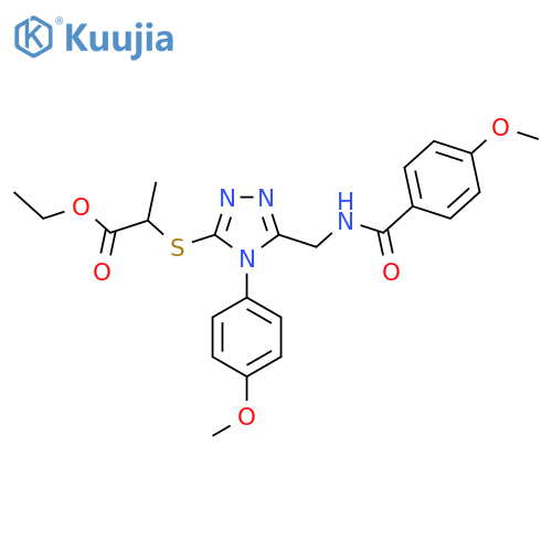 ethyl 2-{[4-(4-methoxyphenyl)-5-{[(4-methoxyphenyl)formamido]methyl}-4H-1,2,4-triazol-3-yl]sulfanyl}propanoate structure