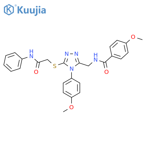 4-methoxy-N-{4-(4-methoxyphenyl)-5-{(phenylcarbamoyl)methylsulfanyl}-4H-1,2,4-triazol-3-ylmethyl}benzamide structure