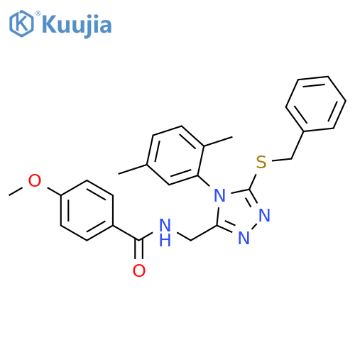 N-{5-(benzylsulfanyl)-4-(2,5-dimethylphenyl)-4H-1,2,4-triazol-3-ylmethyl}-4-methoxybenzamide structure