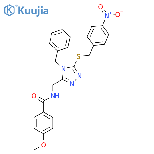 N-[(4-benzyl-5-{[(4-nitrophenyl)methyl]sulfanyl}-4H-1,2,4-triazol-3-yl)methyl]-4-methoxybenzamide structure
