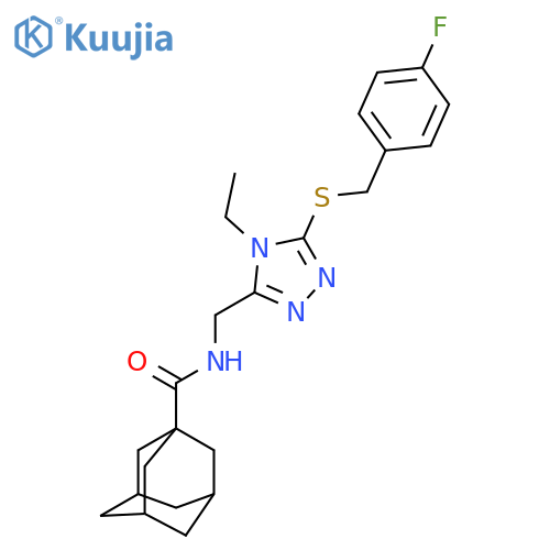 N-(4-ethyl-5-{(4-fluorophenyl)methylsulfanyl}-4H-1,2,4-triazol-3-yl)methyladamantane-1-carboxamide structure