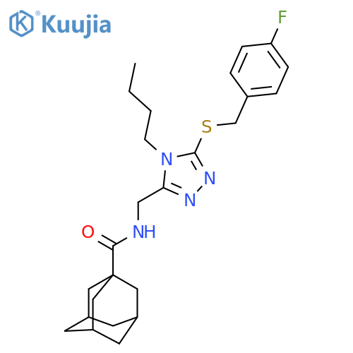 N-(4-butyl-5-{(4-fluorophenyl)methylsulfanyl}-4H-1,2,4-triazol-3-yl)methyladamantane-1-carboxamide structure