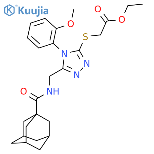 ethyl 2-(5-{(adamantan-1-yl)formamidomethyl}-4-(2-methoxyphenyl)-4H-1,2,4-triazol-3-yl)sulfanylacetate structure