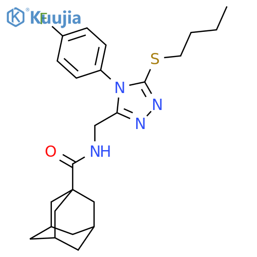 N-{5-(butylsulfanyl)-4-(4-fluorophenyl)-4H-1,2,4-triazol-3-ylmethyl}adamantane-1-carboxamide structure
