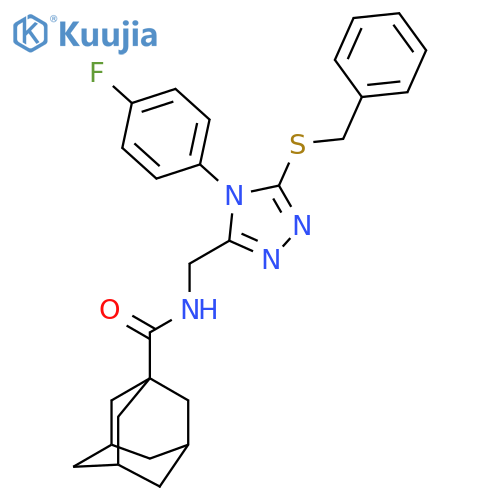 N-{[5-(benzylsulfanyl)-4-(4-fluorophenyl)-4H-1,2,4-triazol-3-yl]methyl}adamantane-1-carboxamide structure