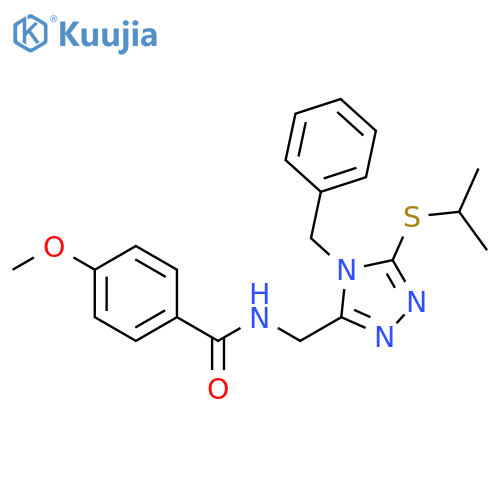 N-{4-benzyl-5-(propan-2-ylsulfanyl)-4H-1,2,4-triazol-3-ylmethyl}-4-methoxybenzamide structure