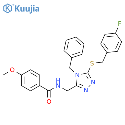 N-(4-benzyl-5-{(4-fluorophenyl)methylsulfanyl}-4H-1,2,4-triazol-3-yl)methyl-4-methoxybenzamide structure