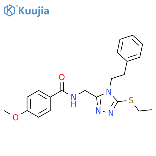 N-{5-(ethylsulfanyl)-4-(2-phenylethyl)-4H-1,2,4-triazol-3-ylmethyl}-4-methoxybenzamide structure
