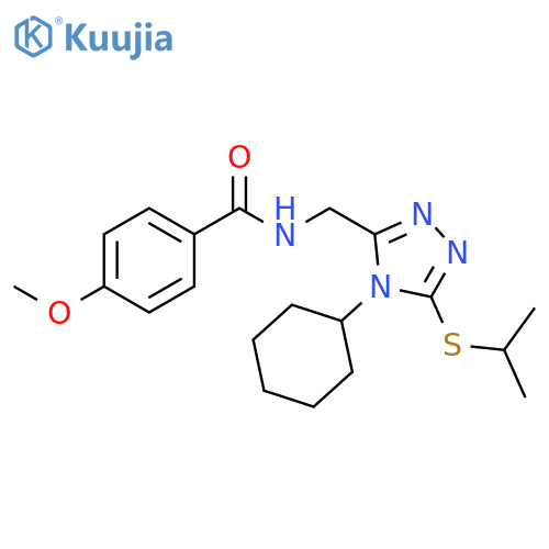N-{4-cyclohexyl-5-(propan-2-ylsulfanyl)-4H-1,2,4-triazol-3-ylmethyl}-4-methoxybenzamide structure