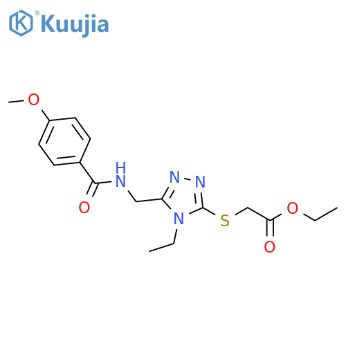 ethyl 2-(4-ethyl-5-{(4-methoxyphenyl)formamidomethyl}-4H-1,2,4-triazol-3-yl)sulfanylacetate structure