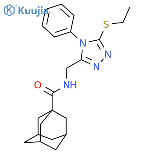 N-{5-(ethylsulfanyl)-4-phenyl-4H-1,2,4-triazol-3-ylmethyl}adamantane-1-carboxamide structure