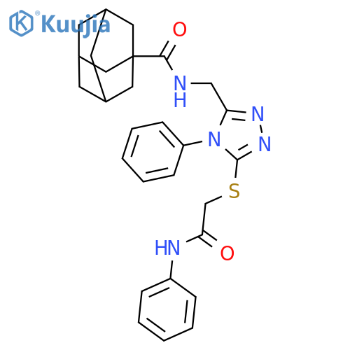 N-(4-phenyl-5-{(phenylcarbamoyl)methylsulfanyl}-4H-1,2,4-triazol-3-yl)methyladamantane-1-carboxamide structure