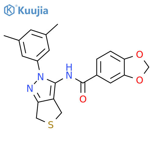 N-2-(3,5-dimethylphenyl)-2H,4H,6H-thieno3,4-cpyrazol-3-yl-2H-1,3-benzodioxole-5-carboxamide structure