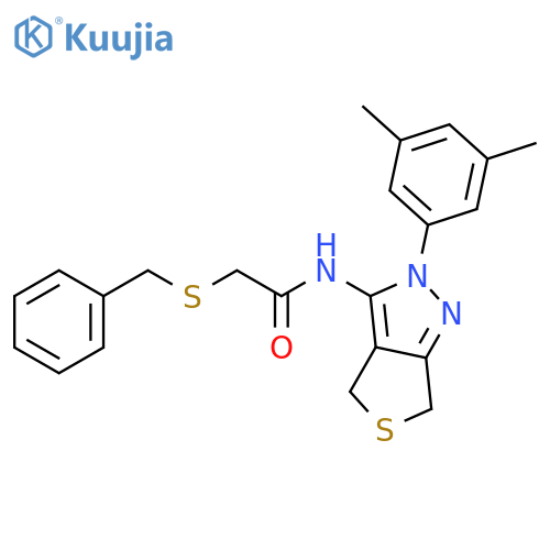 2-(benzylsulfanyl)-N-2-(3,5-dimethylphenyl)-2H,4H,6H-thieno3,4-cpyrazol-3-ylacetamide structure